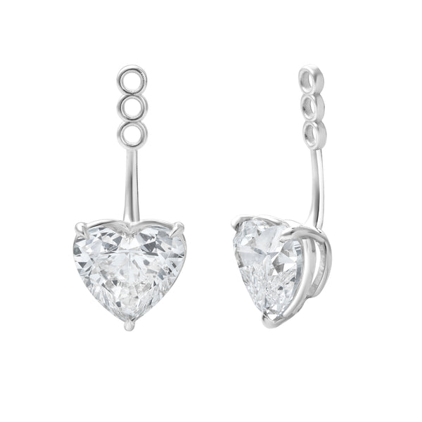 LuvMyJewelry Mariposa 14K White Gold Heart Lab Grown Diamond Earring Jackets – 10 Cts