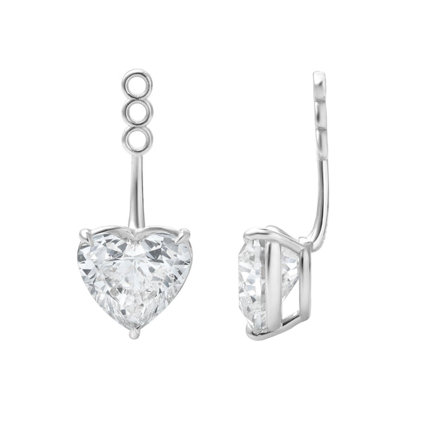 LuvMyJewelry Mariposa 14K White Gold Heart Lab Grown Diamond Earring Jackets – 10 cts
