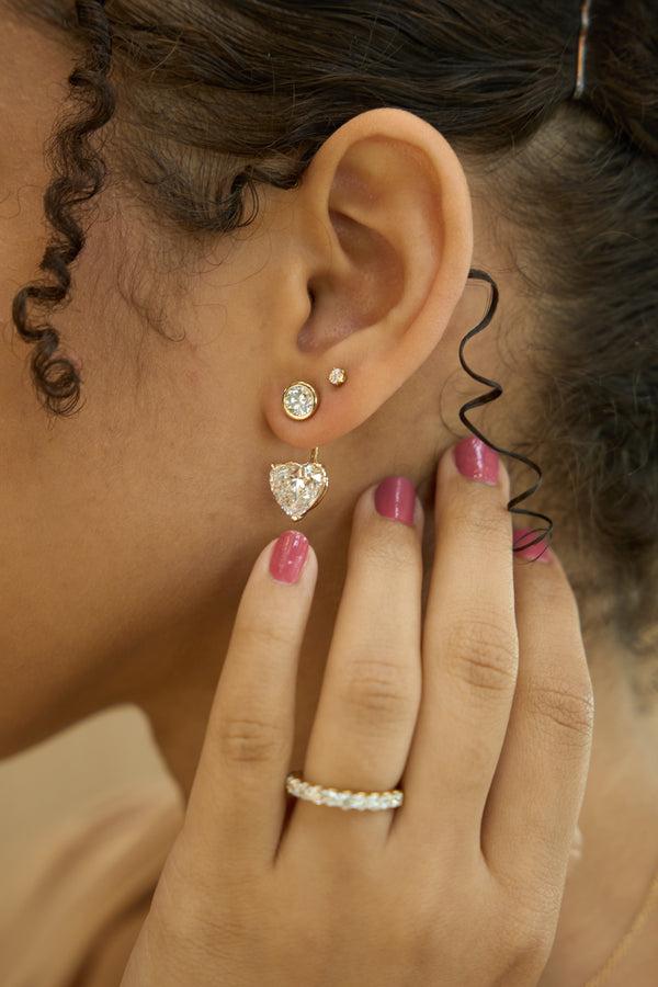 LuvMyJewelry Mariposa 14K Yellow Gold Heart Lab Grown Diamond Earring Jackets – 10 Cts