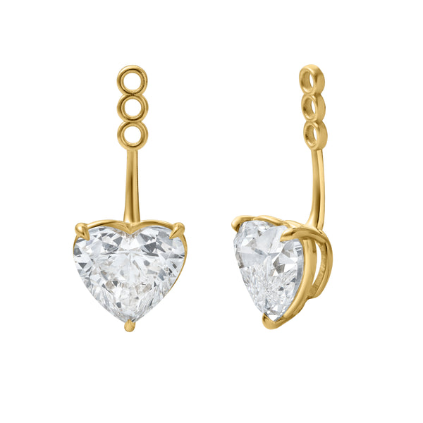 LuvMyJewelry Mariposa 14K Yellow Gold Heart Lab Grown Diamond Earring Jackets – 10 Cts