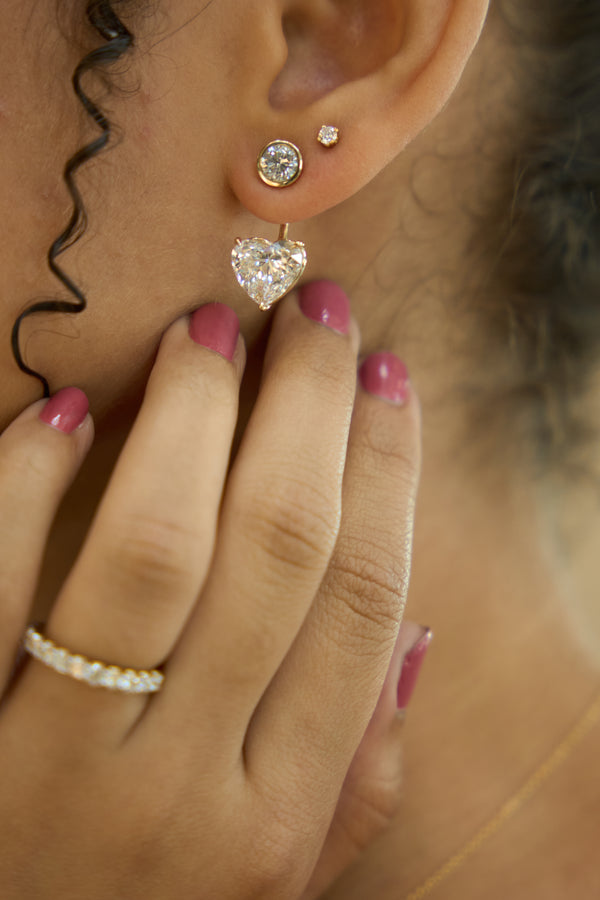 LuvMyJewelry Mariposa 14K Yellow Gold Heart Lab Grown Diamond Earring Jackets – 10 Cts