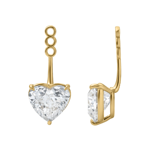LuvMyJewelry Mariposa 14K Yellow Gold Heart Lab Grown Diamond Earring Jackets – 10 cts