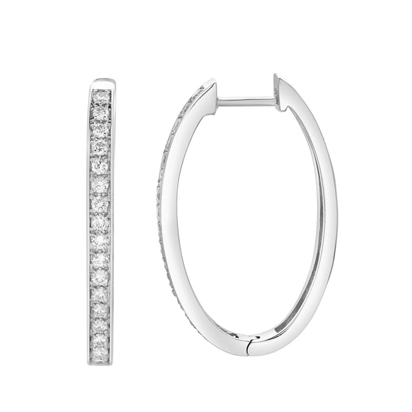 LuvMyJewelry Maris Channel-Set Diamond Huggie Hoop Earrings in 14K White Gold