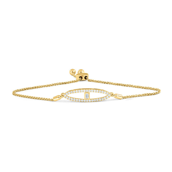 LuvMyJewelry Marquise Bolo Adjustable Diamond Bracelet in 14K Yellow Gold