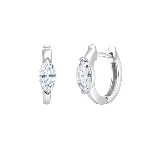 LuvMyJewelry Marquise Muse 14K White Gold Lab Grown Diamond Huggies - 0.50 Ct