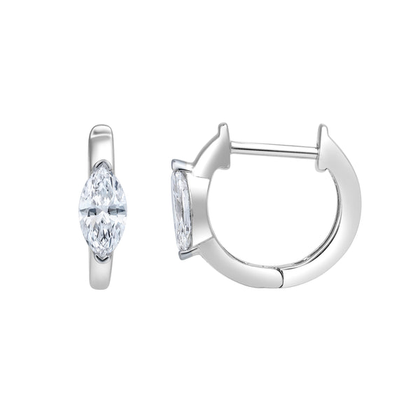 LuvMyJewelry Marquise Muse 14K White Gold Lab Grown Diamond Huggies - 1.00 ct