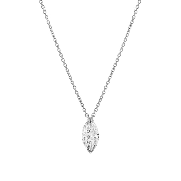 LuvMyJewelry Marquise Muse 14K White Gold Lab Grown Diamond Necklace - 0.75 ct