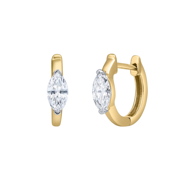 LuvMyJewelry Marquise Muse 14K Yellow Gold Lab Grown Diamond Huggies - 0.75 Ct