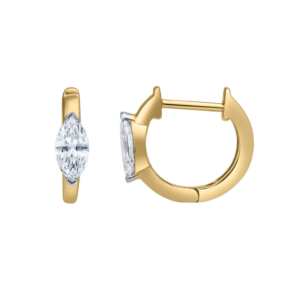 LuvMyJewelry Marquise Muse 14K Yellow Gold Lab Grown Diamond Huggies - 1.00 ct