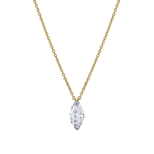 LuvMyJewelry Marquise Muse 14K Yellow Gold Lab Grown Diamond Necklace - 1.50 ct