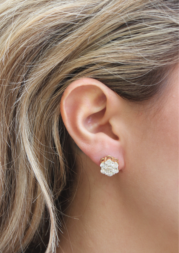 LuvMyJewelry Meadow 14K Yellow Gold Cluster Lab Grown Diamond Unisex Earrings - 3.11 Cts