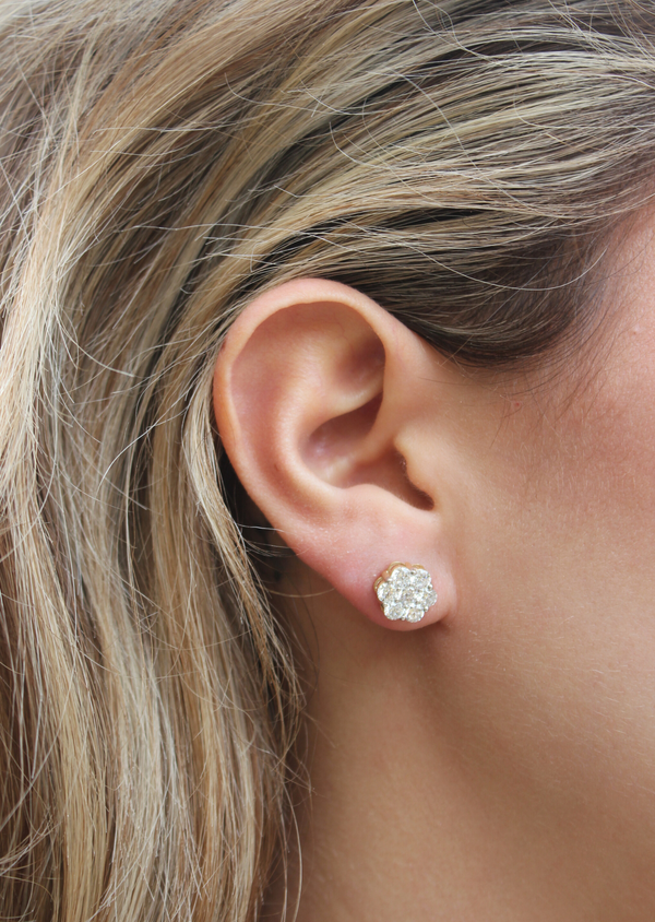 LuvMyJewelry Meadow 14K Yellow Gold Cluster Lab Grown Diamond Unisex Earrings - 1.45 Cts