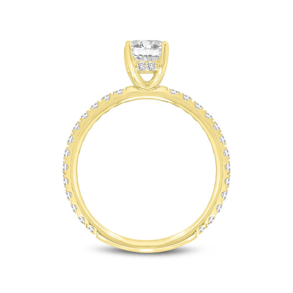 LuvMyJewelry Meline 14K Yellow Gold Emerald Cut Lab Grown Diamond Hidden Halo Engagement Ring - 2.08 Ct