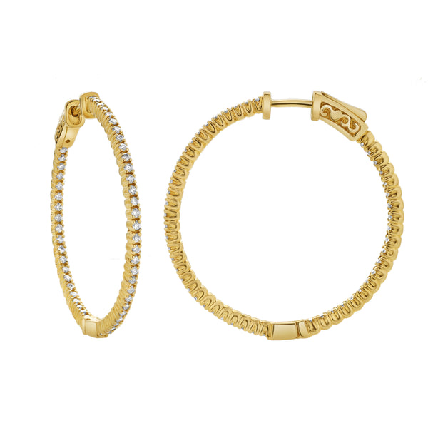 LuvMyJewelry Mericius 14K Yellow Gold Diamond HoopEarrings - 1.01 Cts