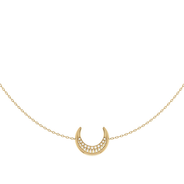LuvMyJewelry Midnight Crescent Layered Diamond Necklace In 14K Yellow Gold Vermeil On Sterling Silver