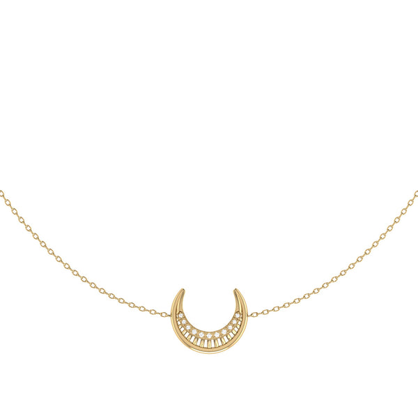 LuvMyJewelry Midnight Crescent Layered Diamond Necklace In 14K Yellow Gold