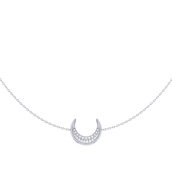 LuvMyJewelry Midnight Crescent Layered Diamond Necklace In 14K White Gold