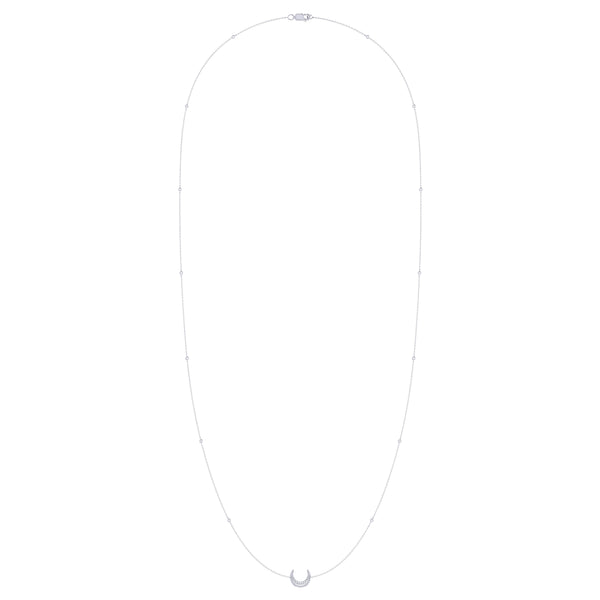 LuvMyJewelry Midnight Crescent Layered Diamond Necklace in 14K White Gold