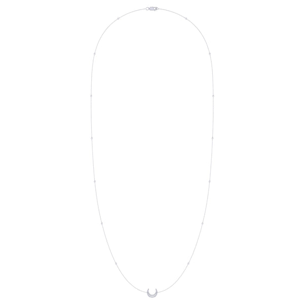 LuvMyJewelry Midnight Crescent Layered Diamond Necklace in Sterling Silver