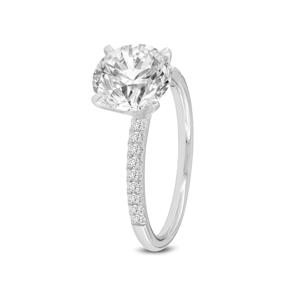 LuvMyJewelry Mila 14K White Gold Round Cut Lab Grown Diamond Classic Engagement Ring - 2.6 Ct