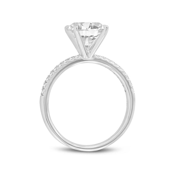 LuvMyJewelry Mila 14K White Gold Round Cut Lab Grown Diamond Classic Engagement Ring - 2.6 Ct