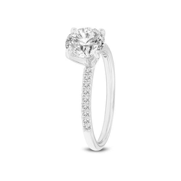 LuvMyJewelry Mila 14K White Gold Round Cut Lab Grown Diamond Classic Engagement Ring - 1.65 Ctw