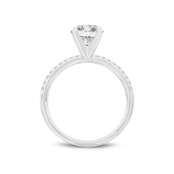 LuvMyJewelry Mila 14K White Gold Round Cut Lab Grown Diamond Classic Engagement Ring - 1.65 Ctw