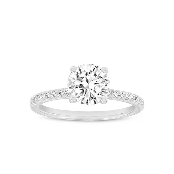 LuvMyJewelry Mila 14K White Gold Round Cut Lab Grown Diamond Classic Engagement Ring - 1.65 ctw