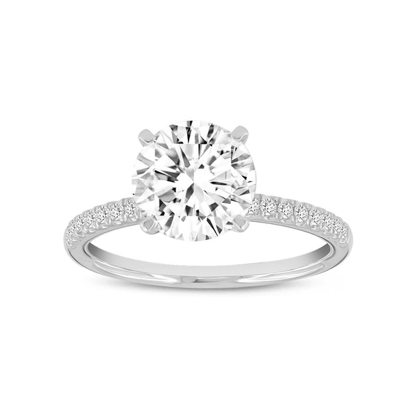LuvMyJewelry Mila 14K White Gold Round Cut Lab Grown Diamond Classic Engagement Ring - 2.6 Ct