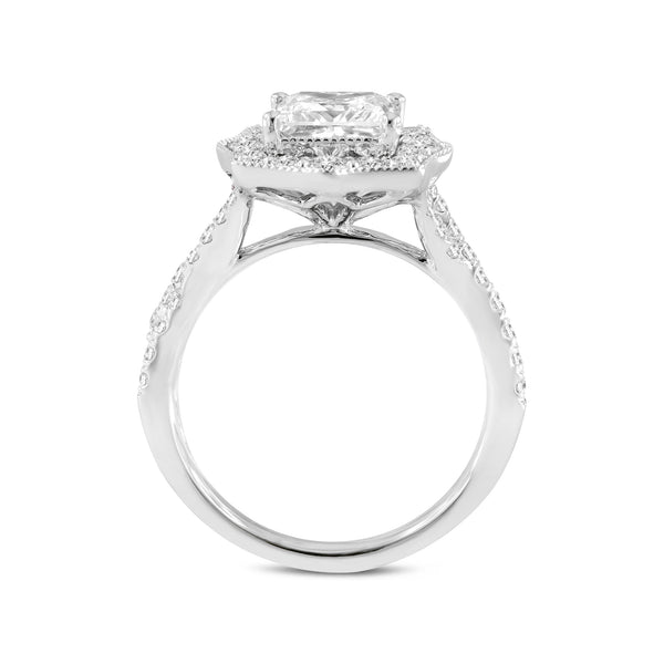 LuvMyJewelry Milena 14K White Gold Princess Cut Lab Grown Diamond Halo Engagement Ring - 2.45 Ct