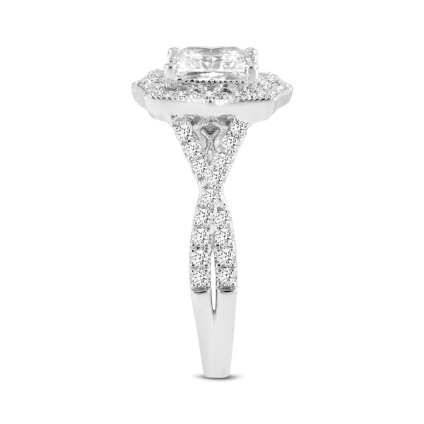 LuvMyJewelry Milena 14K White Gold Princess Cut Lab Grown Diamond Halo Engagement Ring - 2.45 Ct