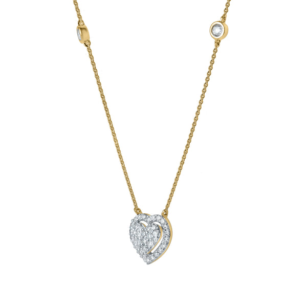 LuvMyJewelry Mira Heart Diamond Necklace In 14K Yellow Gold