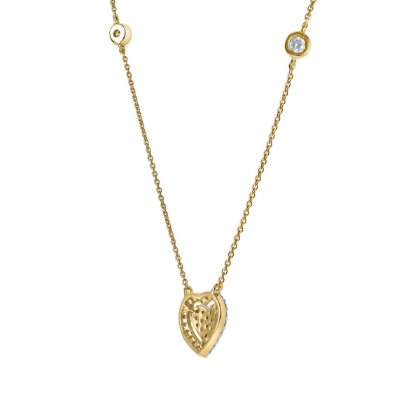 LuvMyJewelry Mira Heart Diamond Necklace In 14K Yellow Gold
