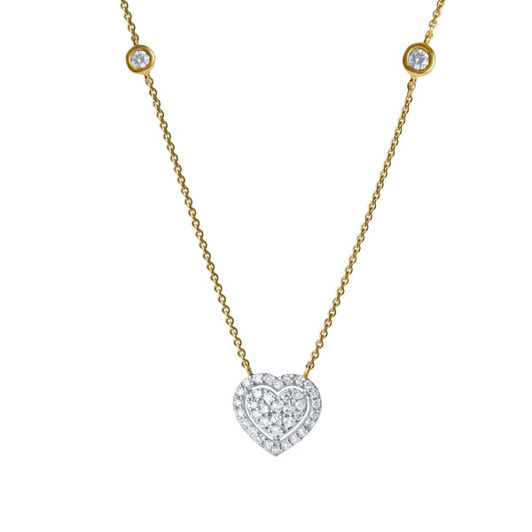 LuvMyJewelry Mira Heart Diamond Necklace in 14K Yellow Gold