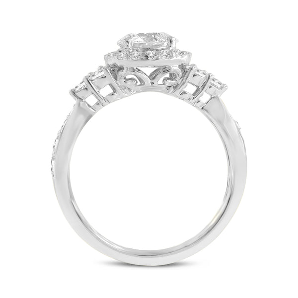 LuvMyJewelry Mirabelle 14K White Gold Round Cut Lab Grown Diamond Halo Engagement Ring - 1.65 Ct