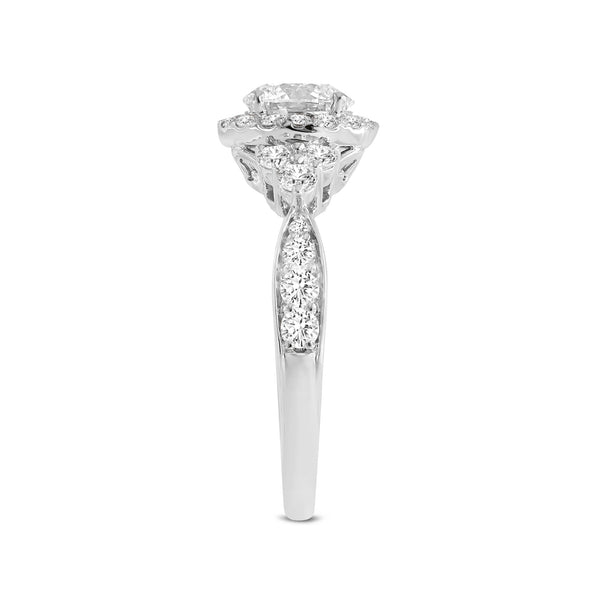LuvMyJewelry Mirabelle 14K White Gold Round Cut Lab Grown Diamond Halo Engagement Ring - 1.65 Ct