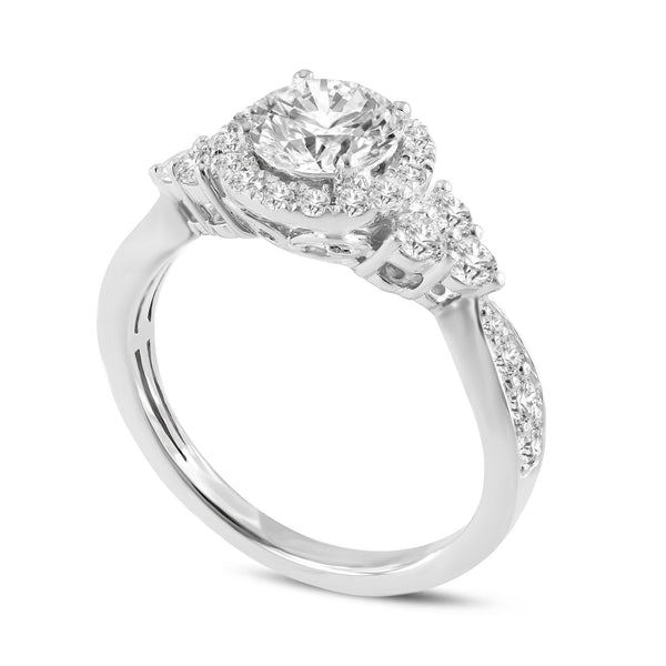 LuvMyJewelry Mirabelle 14K White Gold Round Cut Lab Grown Diamond Halo Engagement Ring - 1.65 Ct