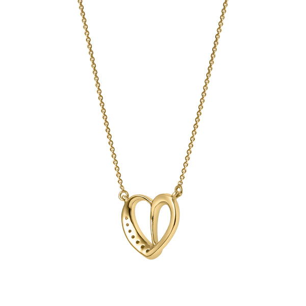 LuvMyJewelry Mirella Love Diamond Necklace In 14K Yellow Gold