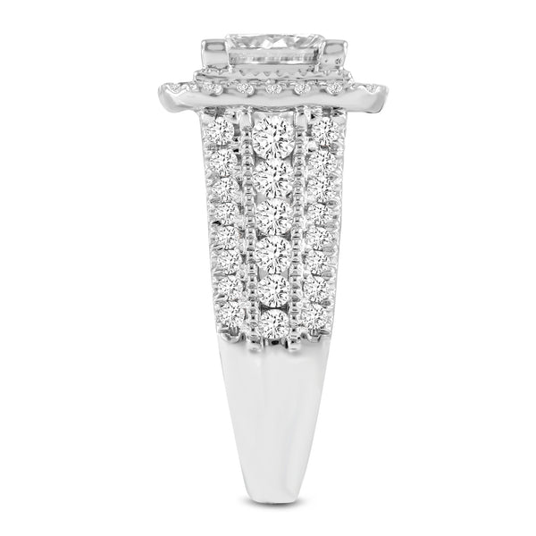 LuvMyJewelry Miroslava 14K White Gold Princess Cut Lab Grown Diamond Halo Engagement Ring - 3.85 Ct