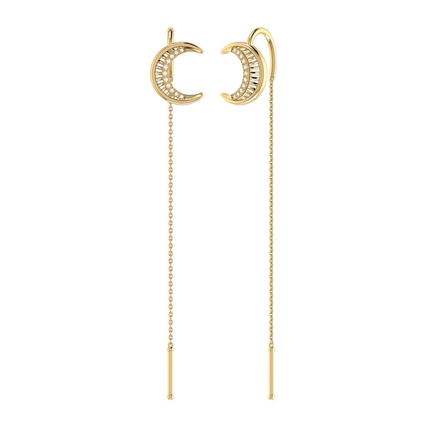 LuvMyJewelry Moon Crescent Tack-In Diamond Earrings in 14K Yellow Gold