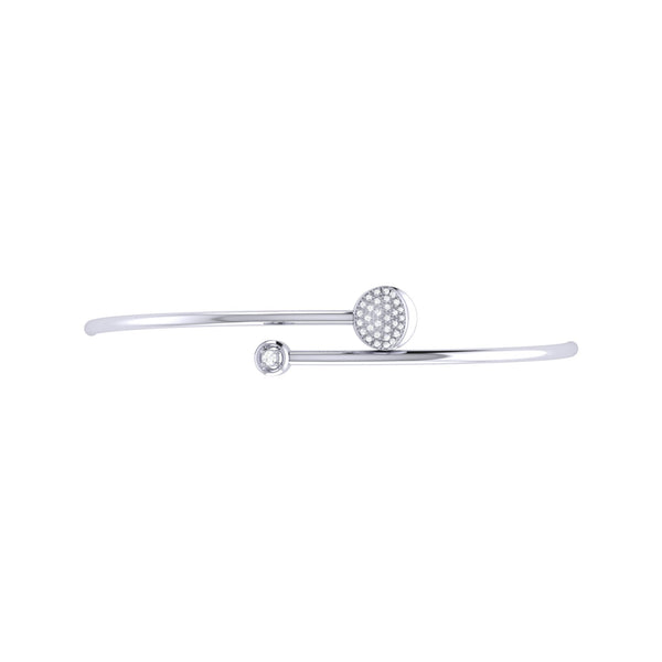 LuvMyJewelry Moon-Crossed Lovers Adjustable Diamond Bangle In 14K White Gold