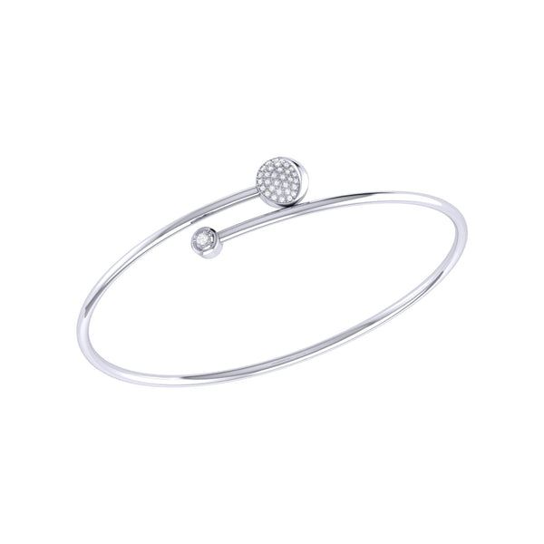 LuvMyJewelry Moon-Crossed Lovers Adjustable Diamond Bangle in 14K White Gold