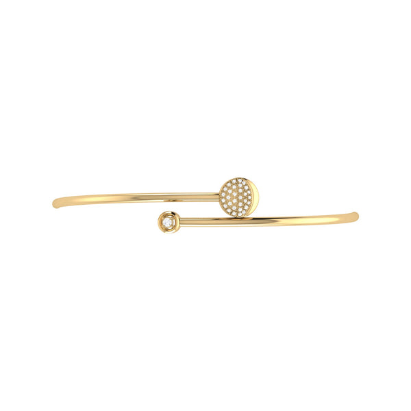 LuvMyJewelry Moon-Crossed Lovers Adjustable Diamond Bangle In 14K Yellow Gold
