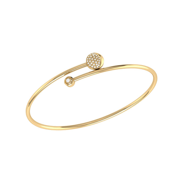 LuvMyJewelry Moon-Crossed Lovers Adjustable Diamond Bangle in 14K Yellow Gold Vermeil on Sterling Silver