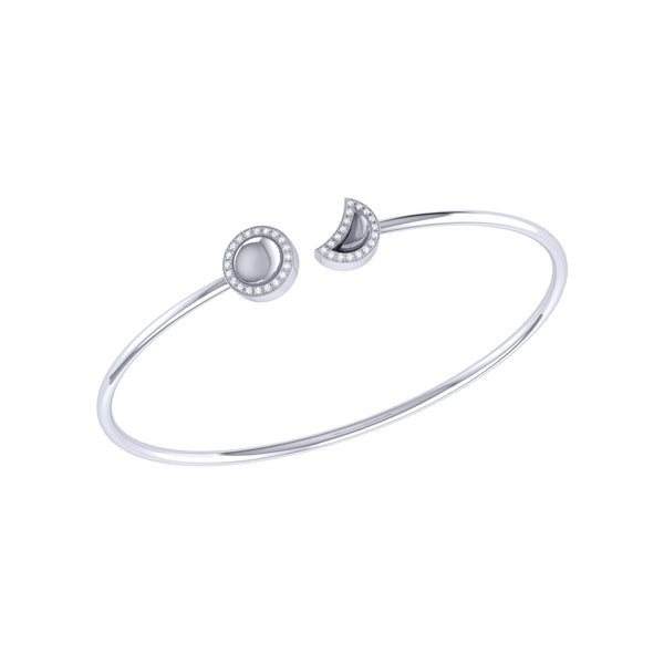 LuvMyJewelry Moon Phases Adjustable Diamond Cuff in 14K White Gold