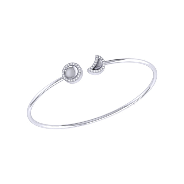 LuvMyJewelry Moon Phases Adjustable Diamond Cuff in Sterling Silver