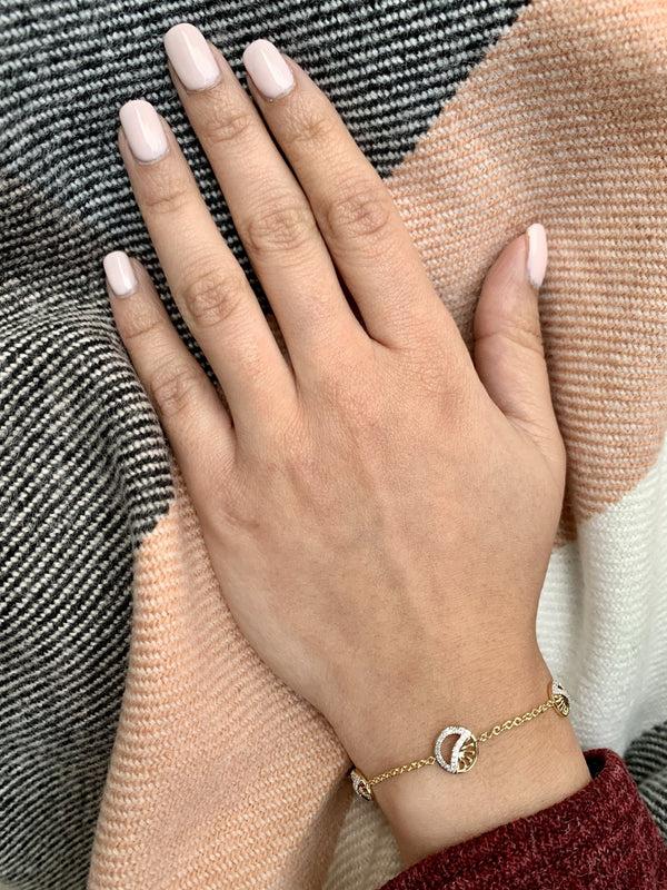 LuvMyJewelry Moon Phases Diamond Bracelet In 14K Yellow Gold Vermeil On Sterling Silver