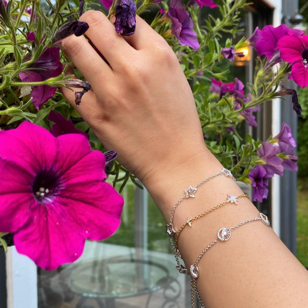 LuvMyJewelry Moon Phases Diamond Bracelet In Sterling Silver