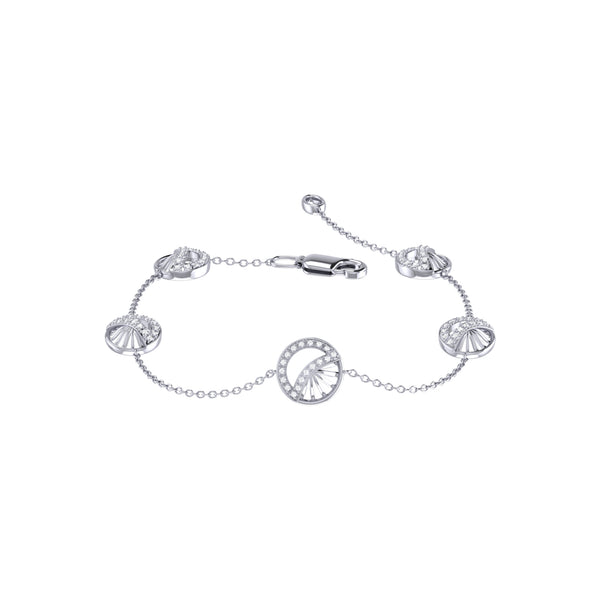 LuvMyJewelry Moon Phases Diamond Bracelet in Sterling Silver