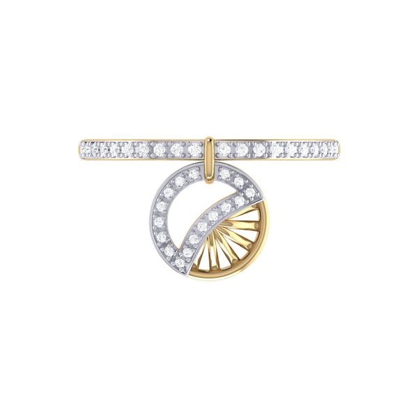 LuvMyJewelry Moon Phases Diamond Charm Ring In 14K Yellow Gold